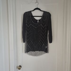 Vanity Black Beaded Scoop Neck Tunic